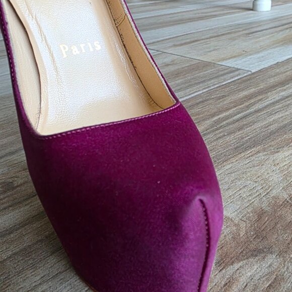 PRICED DROP! Christian Louboutin Def Daffodiles Purple Satin Shoes 160 Eur. 34.5 - Picture 11 of 16